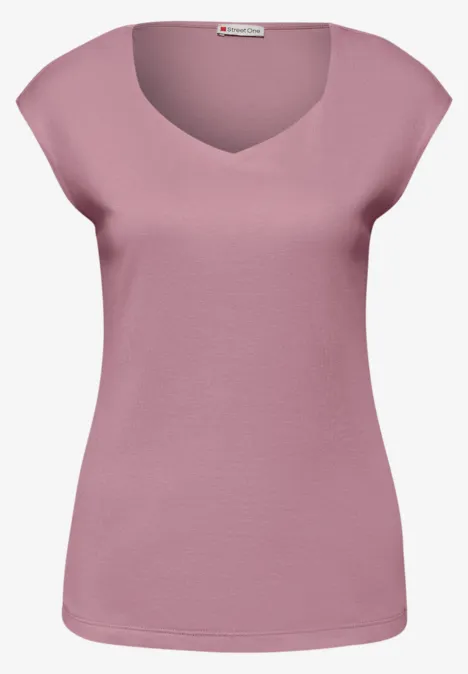 Shirt zonder mouwen met diamanten halslijn clouded blush