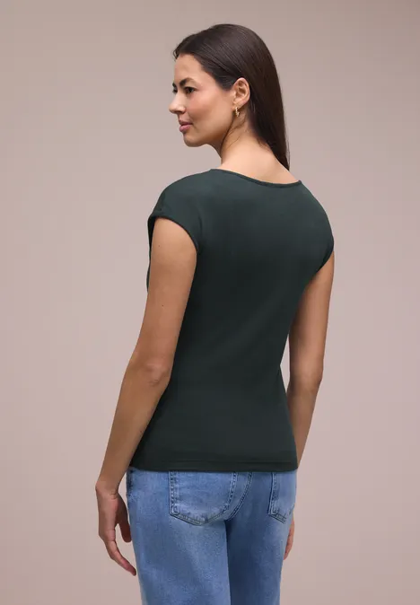 Ärmelloses Shirt mit Diamantausschnitt deep bound green