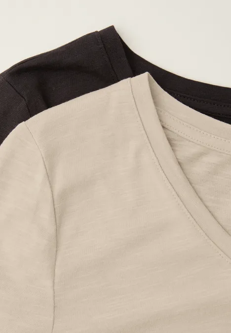 T-shirts basiques en pack de 2 cotton beige/espresso brown