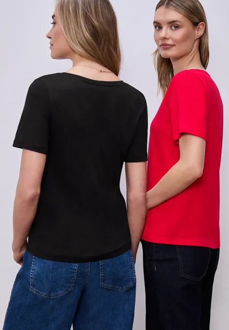 Basic T-Shirts im 2er-Pack black/salsa red