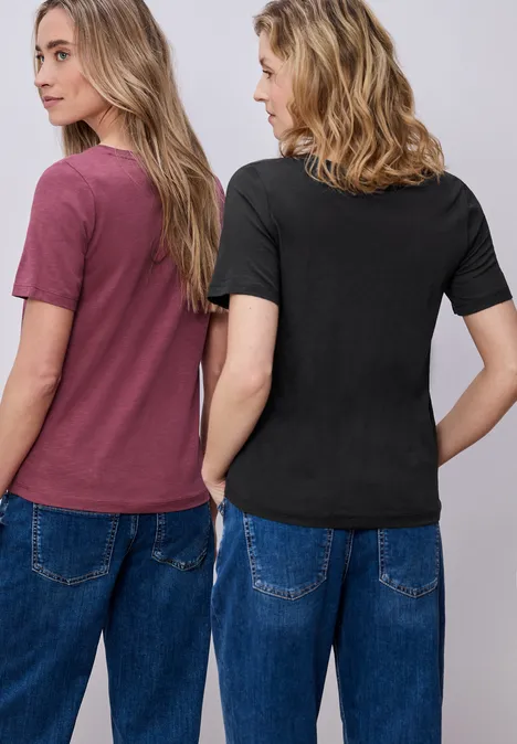 Basic T-Shirt mit Kurzarm im 2er-Pack black/dark clouded blush Basic T-Shirt mit Kurzarm im 2er-Pack black/dark clouded blush
