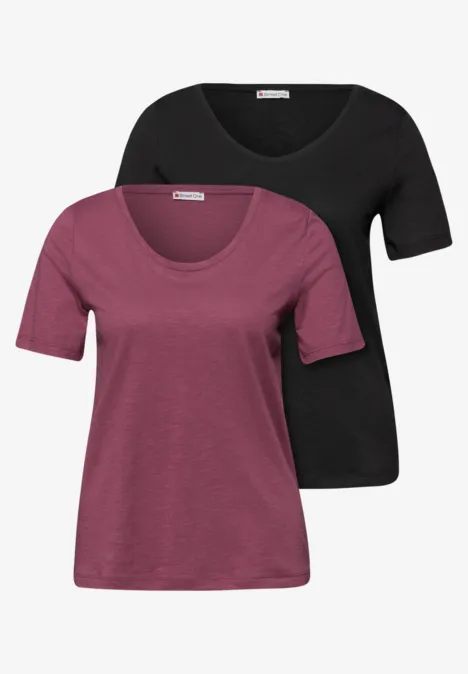 Basic T-Shirt mit Kurzarm im 2er-Pack black/dark clouded blush
