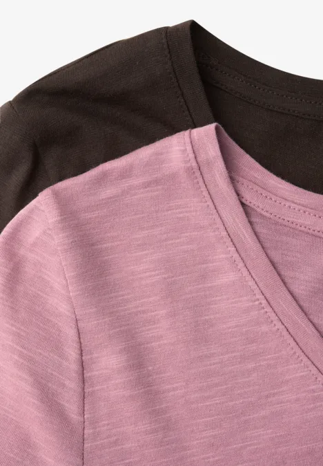 Basic T-Shirts im 2er-Pack espresso brown/clouded blush