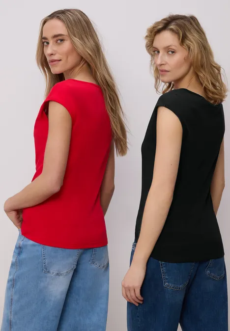 T-shirts basiques en pack de 2 black/salsa red