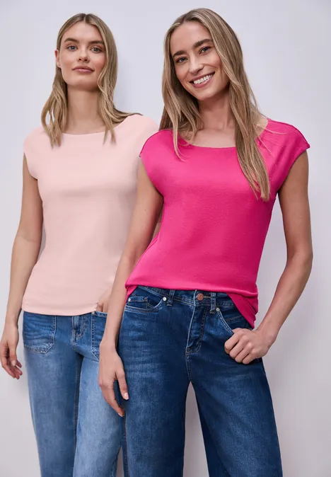 Basic Shirts im 2er-Pack magenta dream/minimal rose