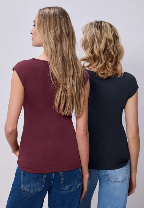 T-shirts basiques en pack de 2 shadowed navy/truffle red