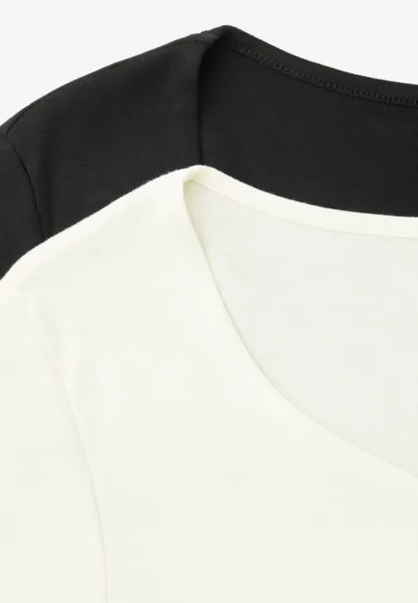 Koszulki z dekoltem w kształcie serca w opakowaniu po 2 szt. off white/black