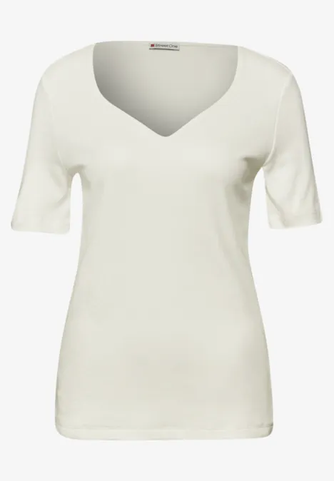 T-Shirts mit Herzausschnitt im 2er-Pack off white/cotton beige T-Shirts mit Herzausschnitt im 2er-Pack off white/cotton beige