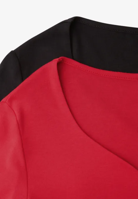 Shirt met hartvormige halslijn in een pak van 2 black/salsa red