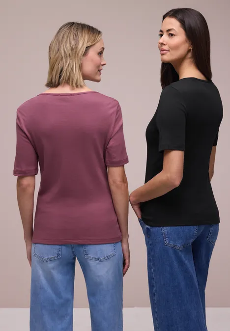 T-Shirts mit Herzausschnitt im 2er-Pack black/dark clouded blush T-Shirts mit Herzausschnitt im 2er-Pack black/dark clouded blush
