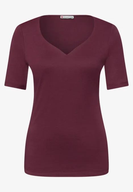 Shirt met hartvormige halslijn in een pak van 2 shadowed navy/truffle red