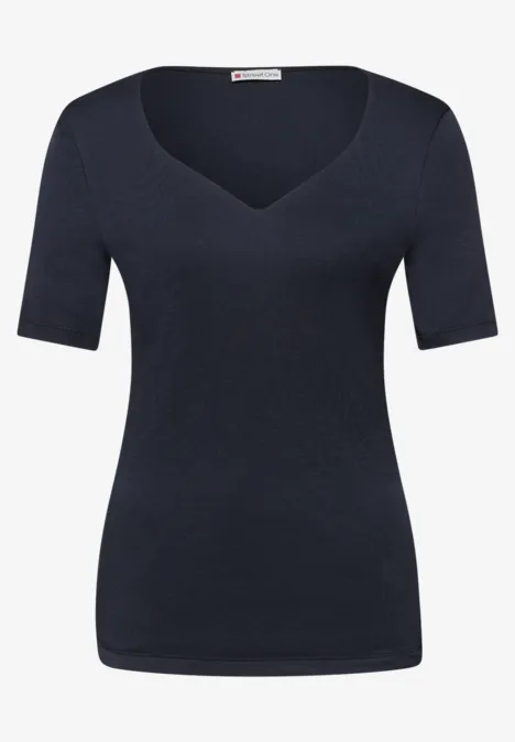 Shirt met hartvormige halslijn in een pak van 2 shadowed navy/truffle red