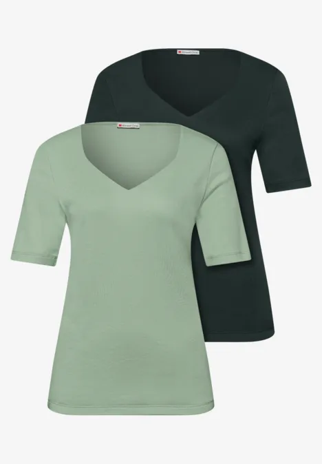 T-shirts avec encolure en cœur en pack de 2 mint leaf/deep bound green