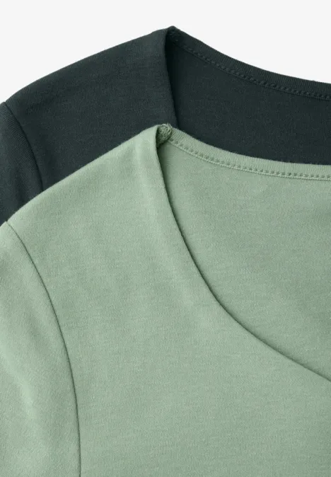 T-shirts avec encolure en cœur en pack de 2 mint leaf/deep bound green