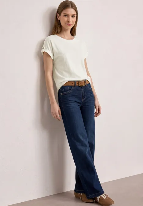 T-shirt à col rond avec détails de boutons off white T-shirt à col rond avec détails de boutons off white