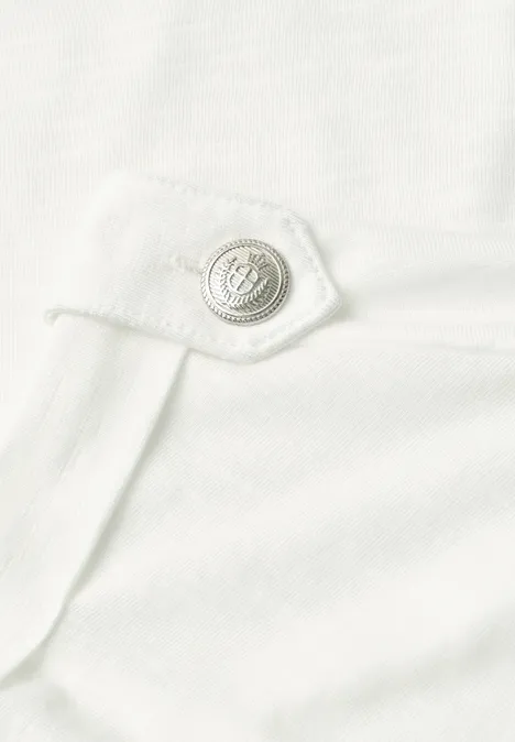 T-shirt à col rond avec détails de boutons off white T-shirt à col rond avec détails de boutons off white