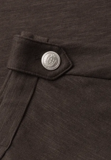 T-Shirt mit Rundhals und Knopfdetails espresso brown