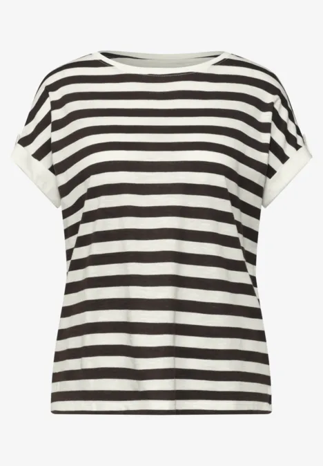 Shirt met ronde hals en knoopdetail espresso brown Shirt met ronde hals en knoopdetail espresso brown