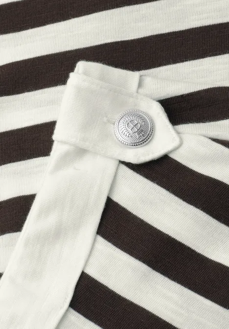 Shirt met ronde hals en knoopdetail espresso brown Shirt met ronde hals en knoopdetail espresso brown