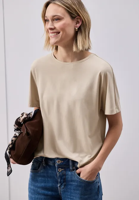 Basic Shirt met schouders cotton beige