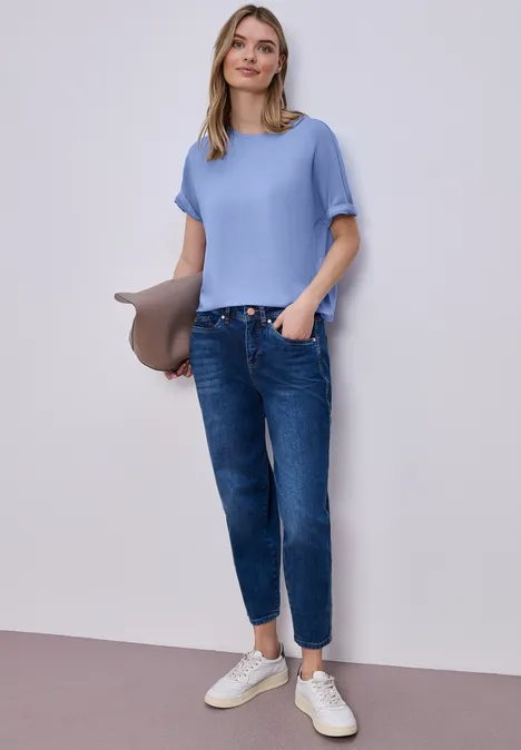 Basic Shirt met schouders drift blue