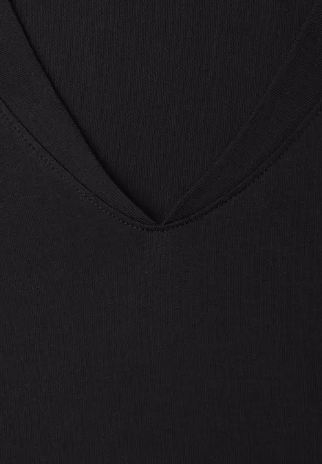 Dropped Shoulder Shirt mit V-Neck Black