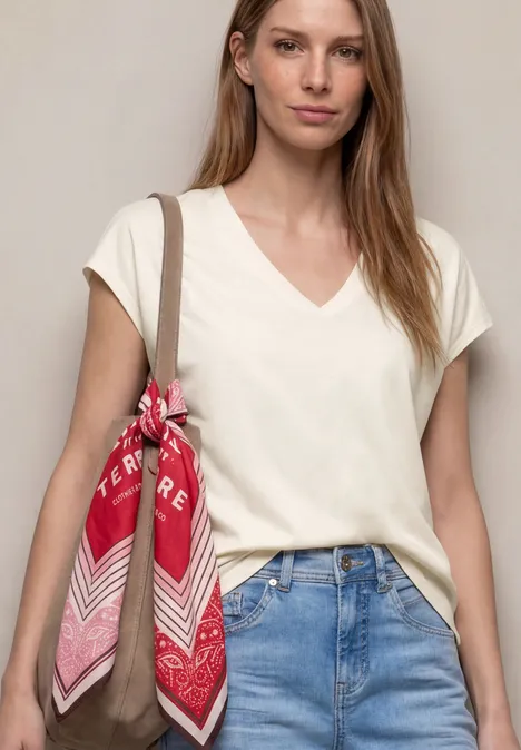 Dropped Shoulder Shirt mit V-Neck off white