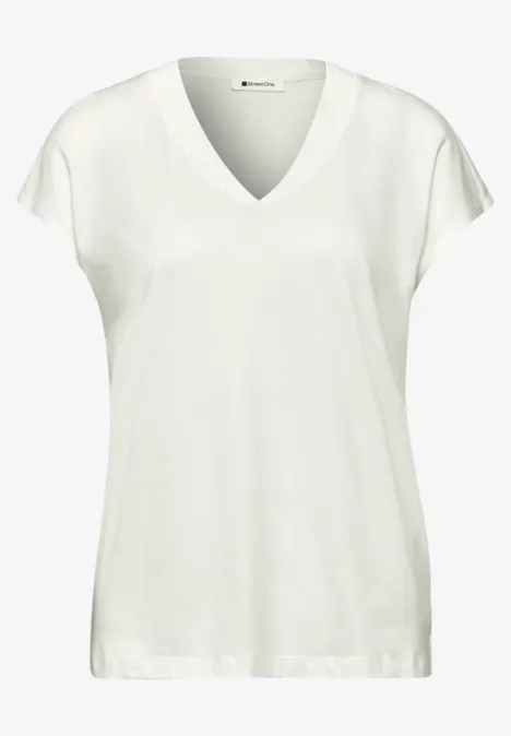 Koszulka na ramiączkach z dekoltem w szpic off white