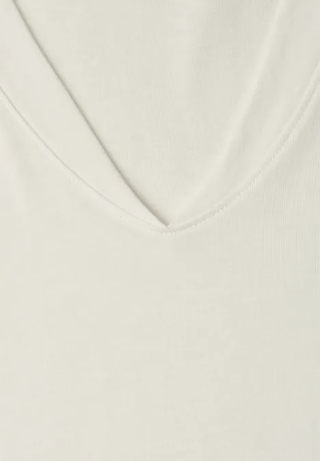 Koszulka na ramiączkach z dekoltem w szpic off white