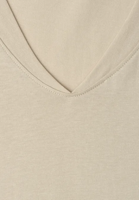 Koszulka na ramiączkach z dekoltem w szpic cotton beige