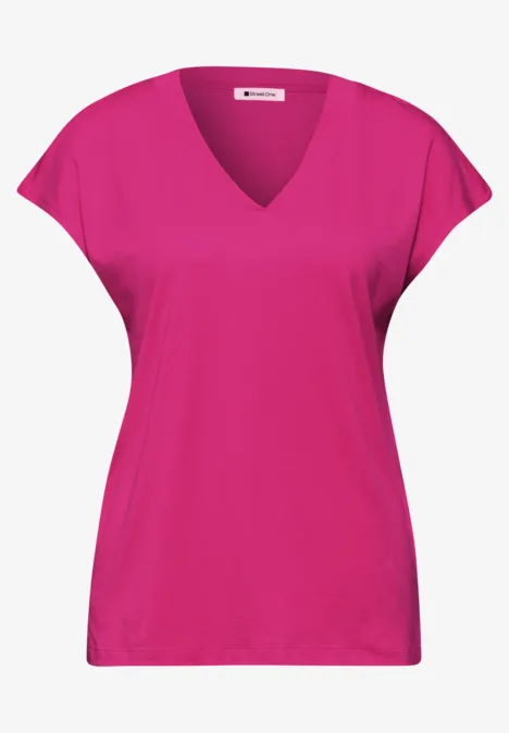 Dropped Shoulder Shirt mit V-Neck magenta dream
