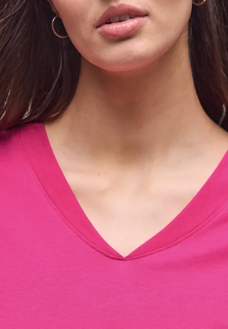 Dropped Shoulder Shirt mit V-Neck magenta dream