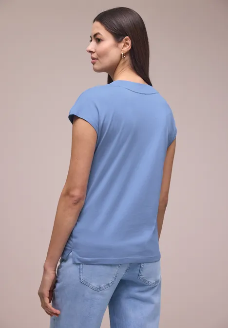 Dropped Shoulder Shirt mit V-Neck drift blue