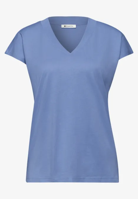 Dropped Shoulder Shirt mit V-Neck drift blue