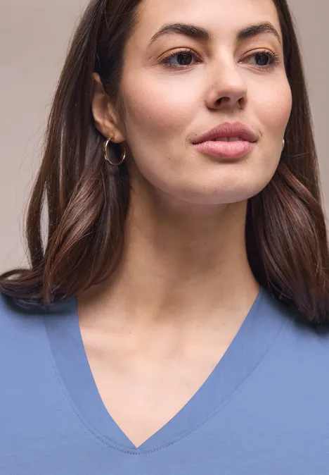 Dropped Shoulder Shirt mit V-Neck drift blue