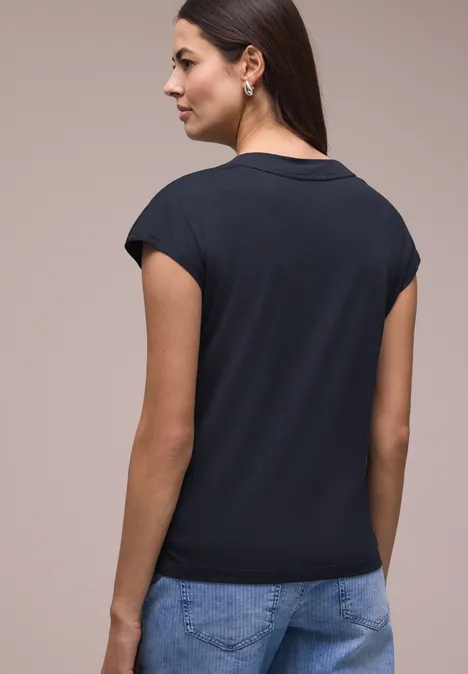 Dropped Shoulder Shirt mit V-Neck shadowed navy