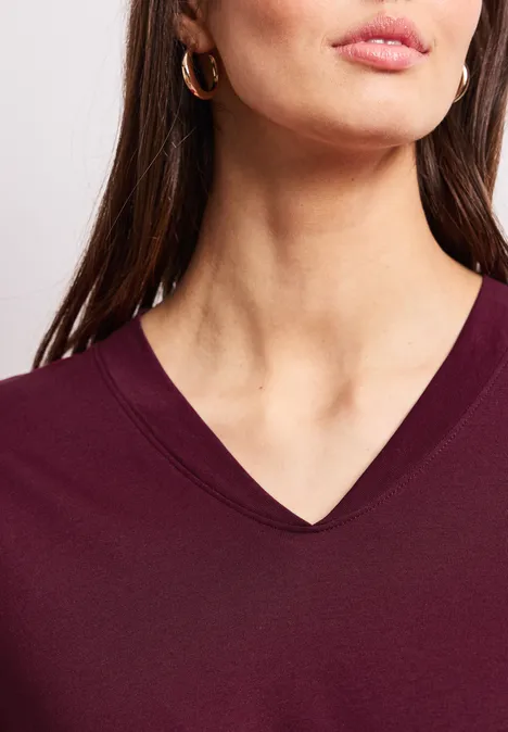 Koszulka na ramiączkach z dekoltem w szpic truffle red