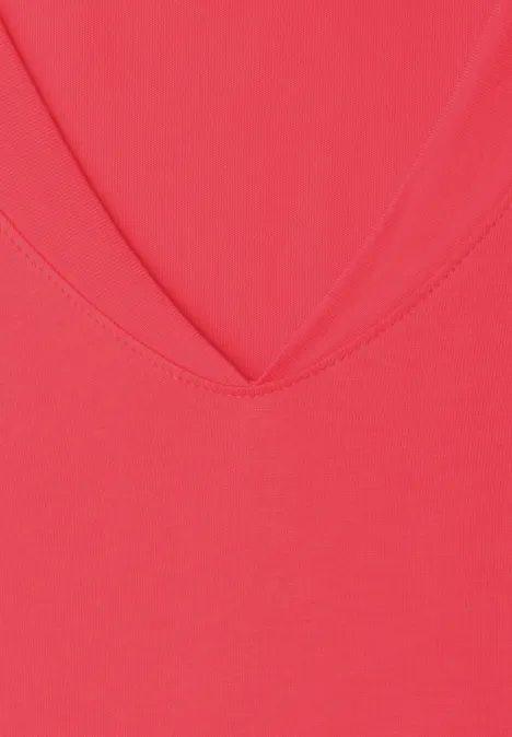 Dropped Shoulder Shirt mit V-Neck sunset red