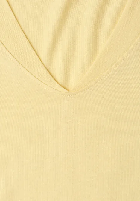 Dropped Shoulder Shirt mit V-Neck soft yellow Dropped Shoulder Shirt mit V-Neck soft yellow