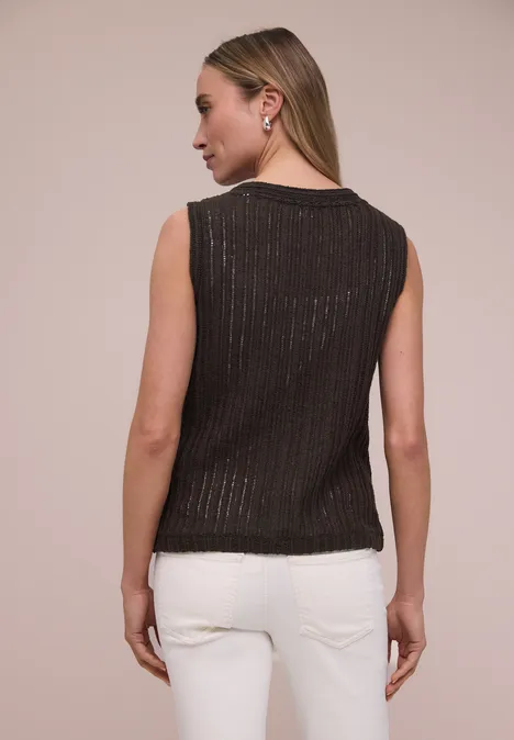 Gilet avec col en V et patte de boutonnage espresso brown