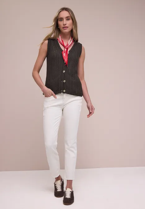 Gilet avec col en V et patte de boutonnage espresso brown