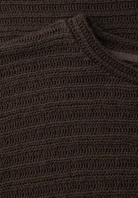 T-Shirt mit Rundhals und Struktur espresso brown T-Shirt mit Rundhals und Struktur espresso brown