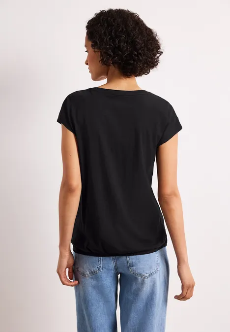 Dropped Shoulder Shirt mit Split Neck Black