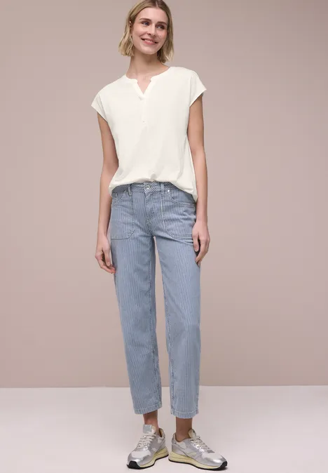 Dropped Shoulder Shirt mit Split Neck off white