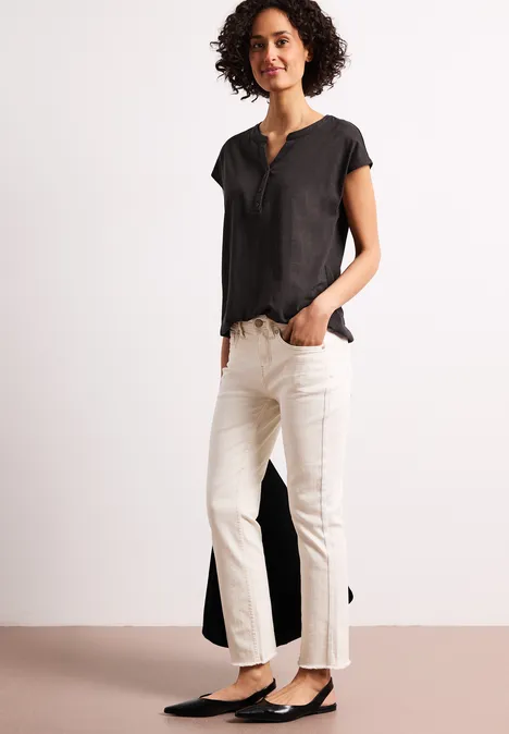 Dropped Shoulder Shirt mit Split Neck espresso brown