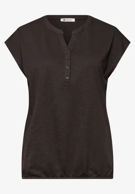 Dropped Shoulder Shirt mit Split Neck espresso brown