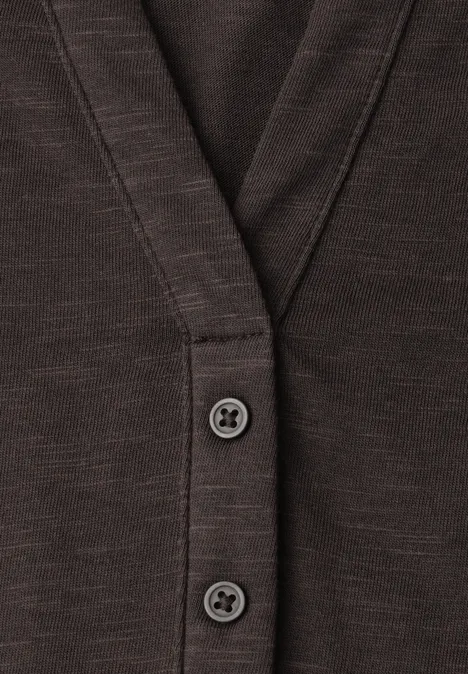 Dropped Shoulder Shirt mit Split Neck espresso brown