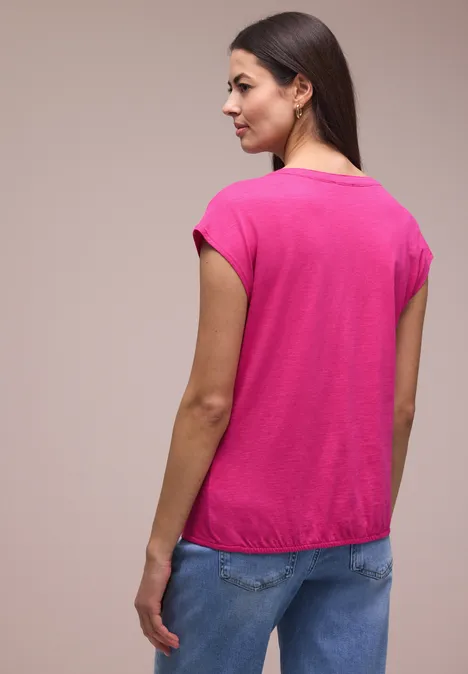 Dropped Shoulder Shirt mit Split Neck magenta dream