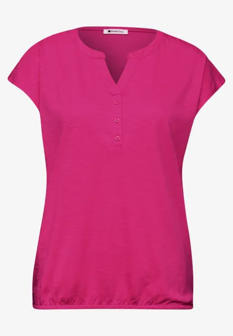 Dropped Shoulder Shirt mit Split Neck magenta dream