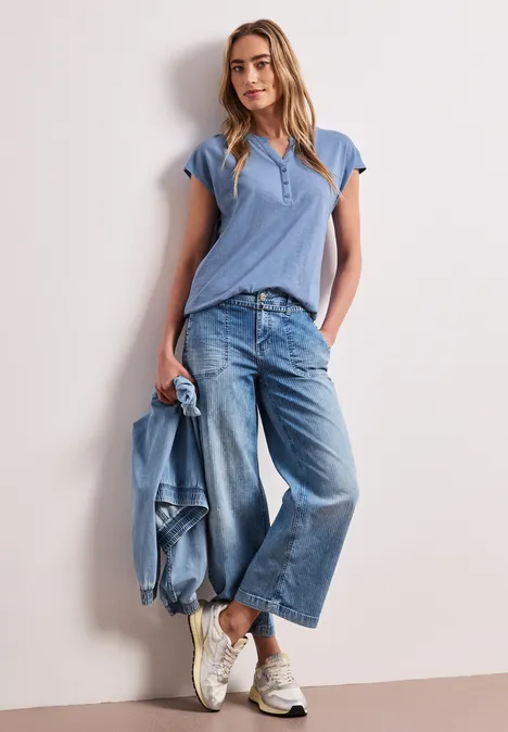 Chemise dropped shoulder avec col fendu drift blue